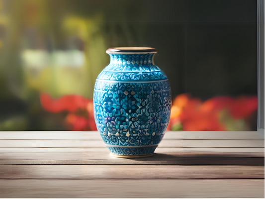 Blue Designed Ceramic URN